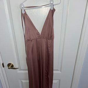 Rose gold/champagne silk maxi dress